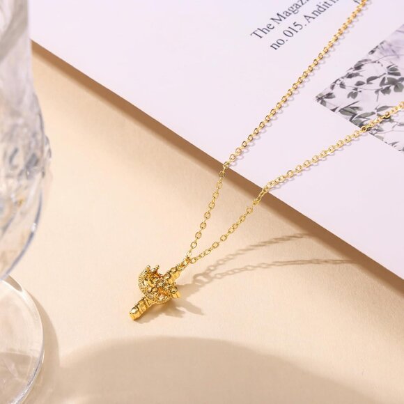 Perfect Gifts Women's Crown M08 Peridot Cross Necklace Gold Plated Faith Jewelry - Picture 5 of 8